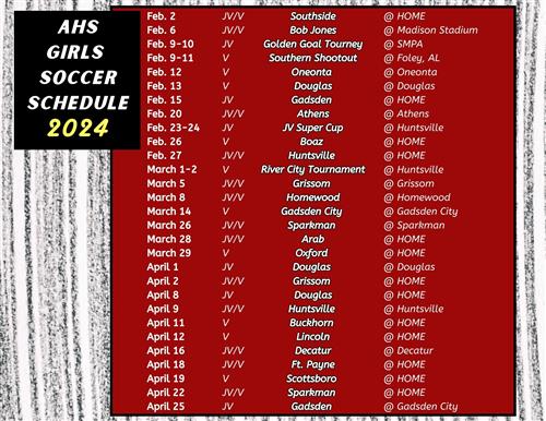  2024 Girls Soccer Schedule